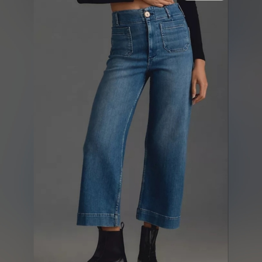 Anthropologie Pilcro & the Letterpress Denim Jean Skipper Wide Leg Crop Size 28